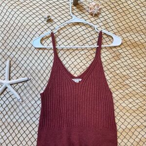 American Eagle Outfitters Red Ribbed Fitted Tank Top